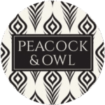 peacock and owl logo - round