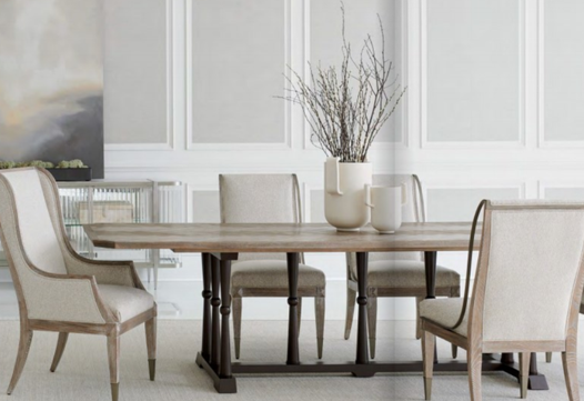 White colored dining table and chairs