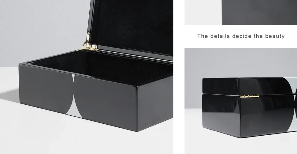 Decorative Black & White Lacquer Display Box - Image 5