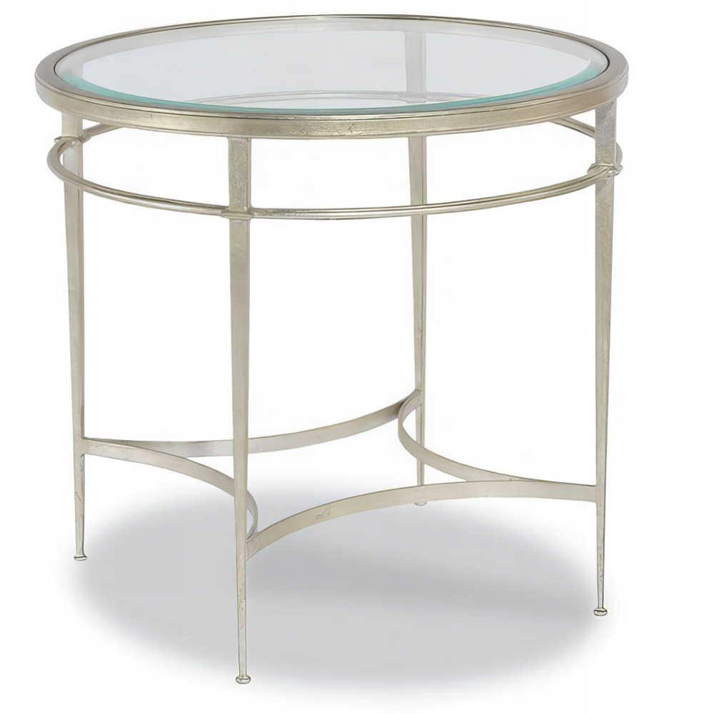 19th Century Silver Leaf Iron & Glass End Table