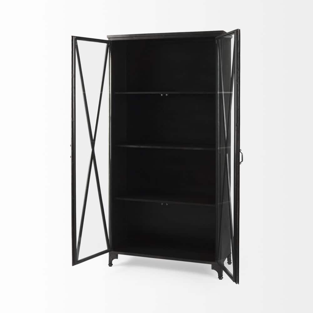Black Metal With Glass Door Display Cabinet - Image 3
